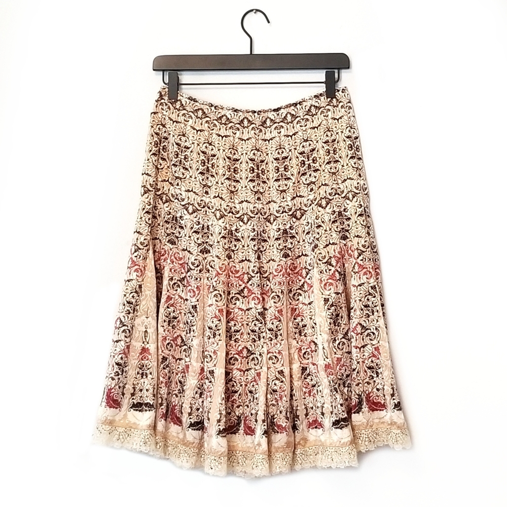 Elie Tahari | Silk Peasant Boho Prairie Skirt